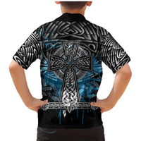 Thor Hammer Viking Family Matching Mermaid Dress and Hawaiian Shirt with Celtic Knots and Blue Splatter Norse Heritage Tribute - Wonder Print Shop