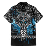 Thor Hammer Viking Family Matching Mermaid Dress and Hawaiian Shirt with Celtic Knots and Blue Splatter Norse Heritage Tribute - Wonder Print Shop