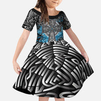 Thor Hammer Viking Family Matching Off Shoulder Maxi Dress and Hawaiian Shirt with Celtic Knots and Blue Splatter Norse Heritage Tribute - Wonder Print Shop