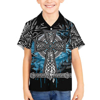 Thor Hammer Viking Family Matching Puletasi and Hawaiian Shirt with Celtic Knots and Blue Splatter Norse Heritage Tribute - Wonder Print Shop