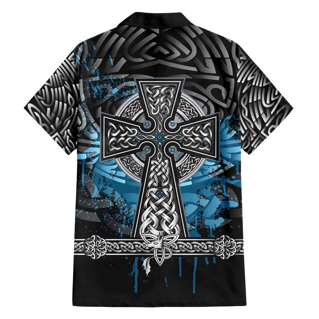 Thor Hammer Viking Family Matching Summer Maxi Dress and Hawaiian Shirt with Celtic Knots and Blue Splatter Norse Heritage Tribute - Wonder Print Shop