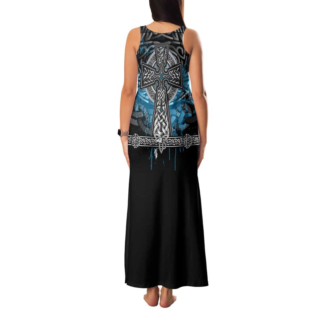 Thor Hammer Viking Family Matching Tank Maxi Dress and Hawaiian Shirt with Celtic Knots and Blue Splatter Norse Heritage Tribute - Wonder Print Shop