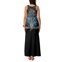 Thor Hammer Viking Family Matching Tank Maxi Dress and Hawaiian Shirt with Celtic Knots and Blue Splatter Norse Heritage Tribute - Wonder Print Shop