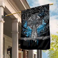 Thor Hammer Viking Garden Flag with Celtic Knots and Blue Splatter Norse Heritage Tribute - Wonder Print Shop