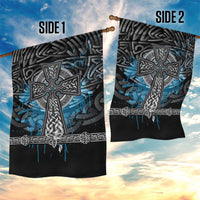 Thor Hammer Viking Garden Flag with Celtic Knots and Blue Splatter Norse Heritage Tribute - Wonder Print Shop