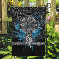 Thor Hammer Viking Garden Flag with Celtic Knots and Blue Splatter Norse Heritage Tribute - Wonder Print Shop
