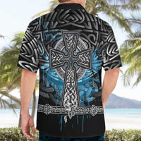 Thor Hammer Viking Hawaiian Shirt with Celtic Knots and Blue Splatter Norse Heritage Tribute - Wonder Print Shop
