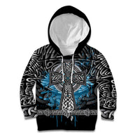 Thor Hammer Viking Kid Hoodie with Celtic Knots and Blue Splatter Norse Heritage Tribute - Wonder Print Shop
