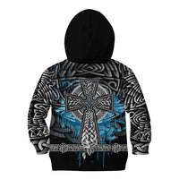 Thor Hammer Viking Kid Hoodie with Celtic Knots and Blue Splatter Norse Heritage Tribute - Wonder Print Shop