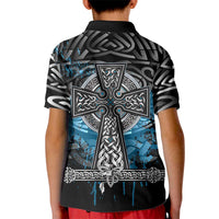 Thor Hammer Viking Kid Polo Shirt with Celtic Knots and Blue Splatter Norse Heritage Tribute - Wonder Print Shop