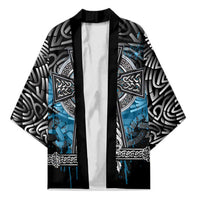 Thor Hammer Viking Kimono with Celtic Knots and Blue Splatter Norse Heritage Tribute - Wonder Print Shop