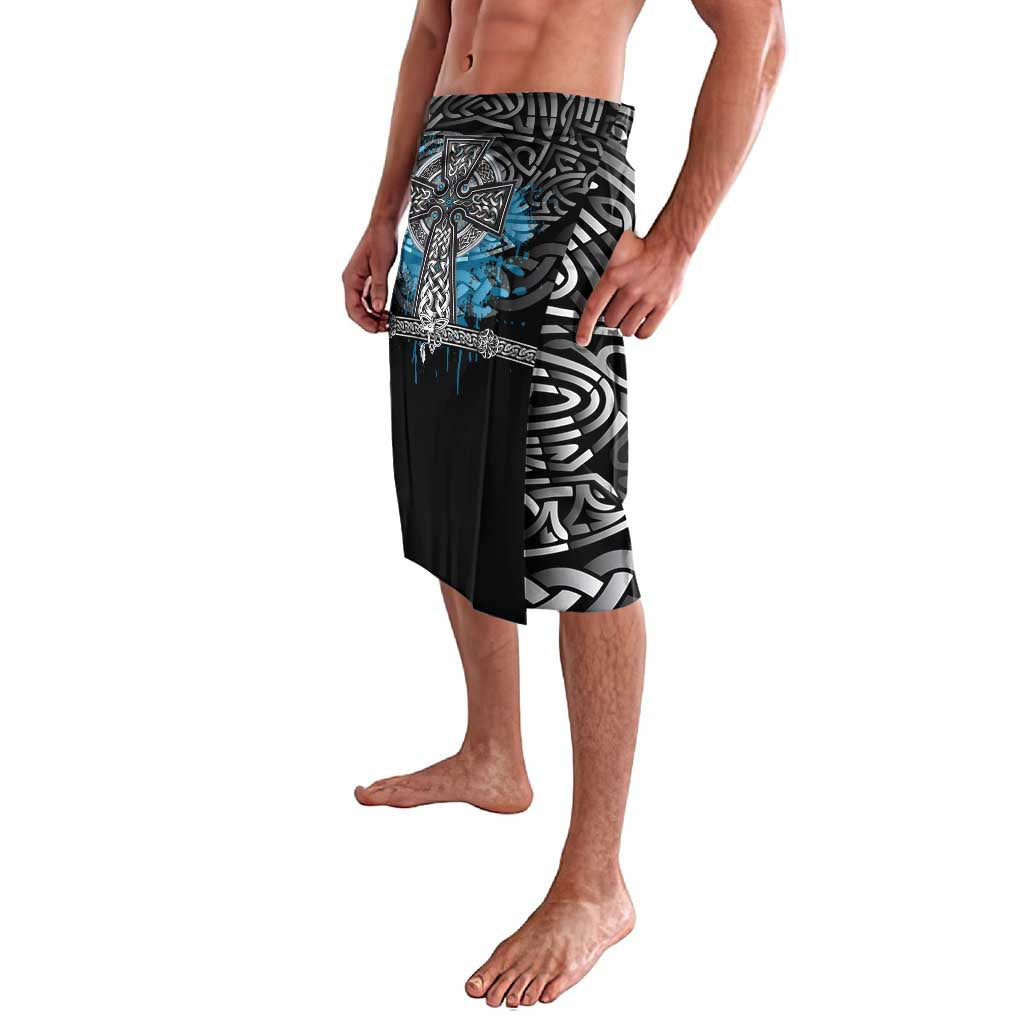 Thor Hammer Viking Lavalava with Celtic Knots and Blue Splatter Norse Heritage Tribute - Wonder Print Shop