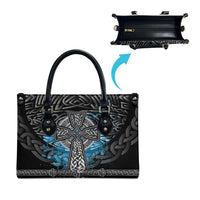 Thor Hammer Viking Leather Bag with Celtic Knots and Blue Splatter Norse Heritage Tribute - Wonder Print Shop