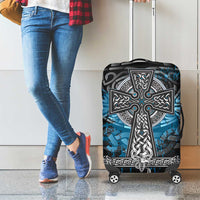 Thor Hammer Viking Luggage Cover with Celtic Knots and Blue Splatter Norse Heritage Tribute - Wonder Print Shop