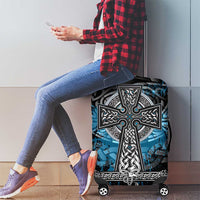 Thor Hammer Viking Luggage Cover with Celtic Knots and Blue Splatter Norse Heritage Tribute - Wonder Print Shop