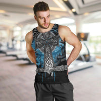 Thor Hammer Viking Men Tank Top with Celtic Knots and Blue Splatter Norse Heritage Tribute - Wonder Print Shop