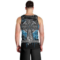 Thor Hammer Viking Men Tank Top with Celtic Knots and Blue Splatter Norse Heritage Tribute - Wonder Print Shop