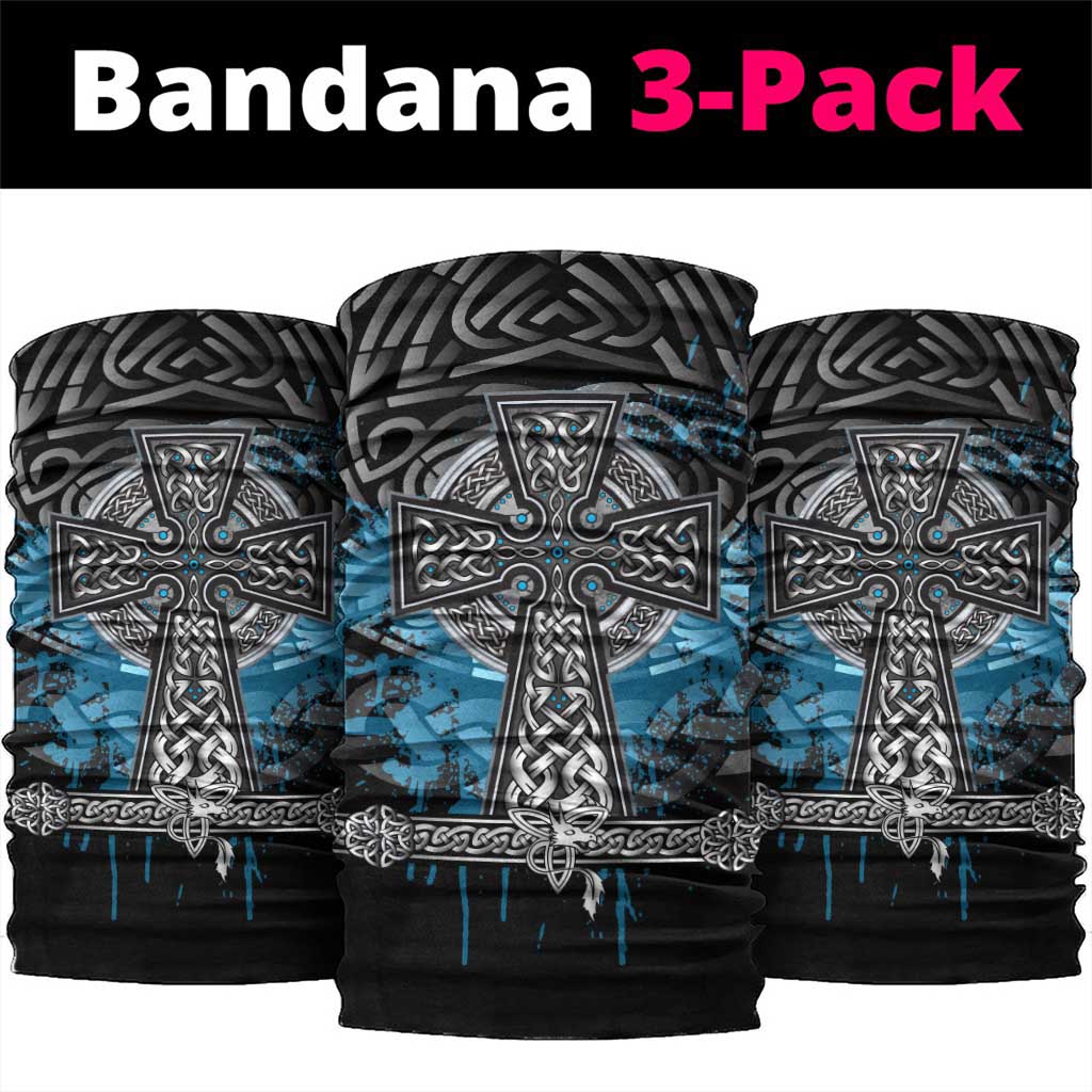 Thor Hammer Viking Neck Gaiter with Celtic Knots and Blue Splatter Norse Heritage Tribute - Wonder Print Shop