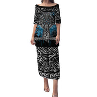 Thor Hammer Viking Puletasi with Celtic Knots and Blue Splatter Norse Heritage Tribute - Wonder Print Shop