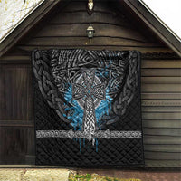 Thor Hammer Viking Quilt with Celtic Knots and Blue Splatter Norse Heritage Tribute - Wonder Print Shop