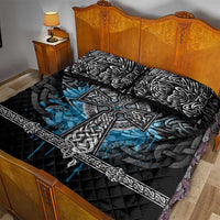 Thor Hammer Viking Quilt Bed Set with Celtic Knots and Blue Splatter Norse Heritage Tribute - Wonder Print Shop