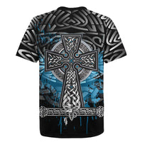 Thor Hammer Viking Rugby Jersey with Celtic Knots and Blue Splatter Norse Heritage Tribute - Wonder Print Shop