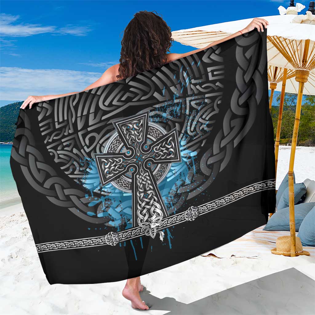 Thor Hammer Viking Sarong with Celtic Knots and Blue Splatter Norse Heritage Tribute - Wonder Print Shop