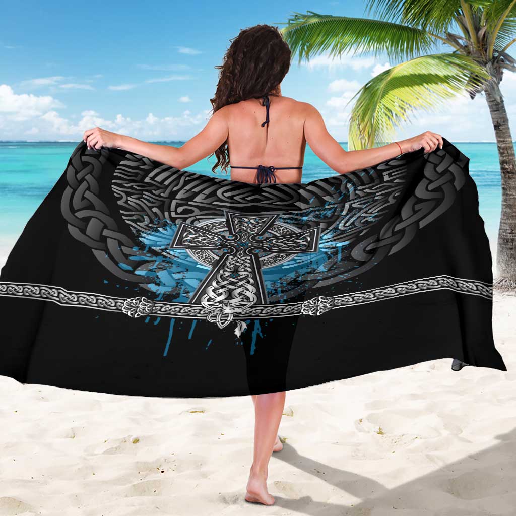 Thor Hammer Viking Sarong with Celtic Knots and Blue Splatter Norse Heritage Tribute - Wonder Print Shop