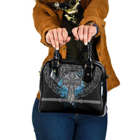 Thor Hammer Viking Shoulder Handbag with Celtic Knots and Blue Splatter Norse Heritage Tribute - Wonder Print Shop