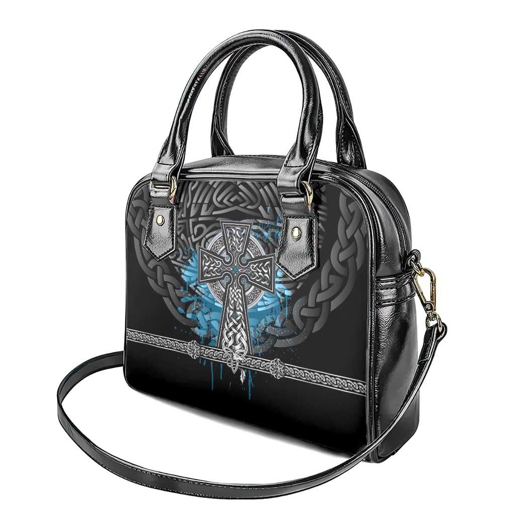 Thor Hammer Viking Shoulder Handbag with Celtic Knots and Blue Splatter Norse Heritage Tribute - Wonder Print Shop