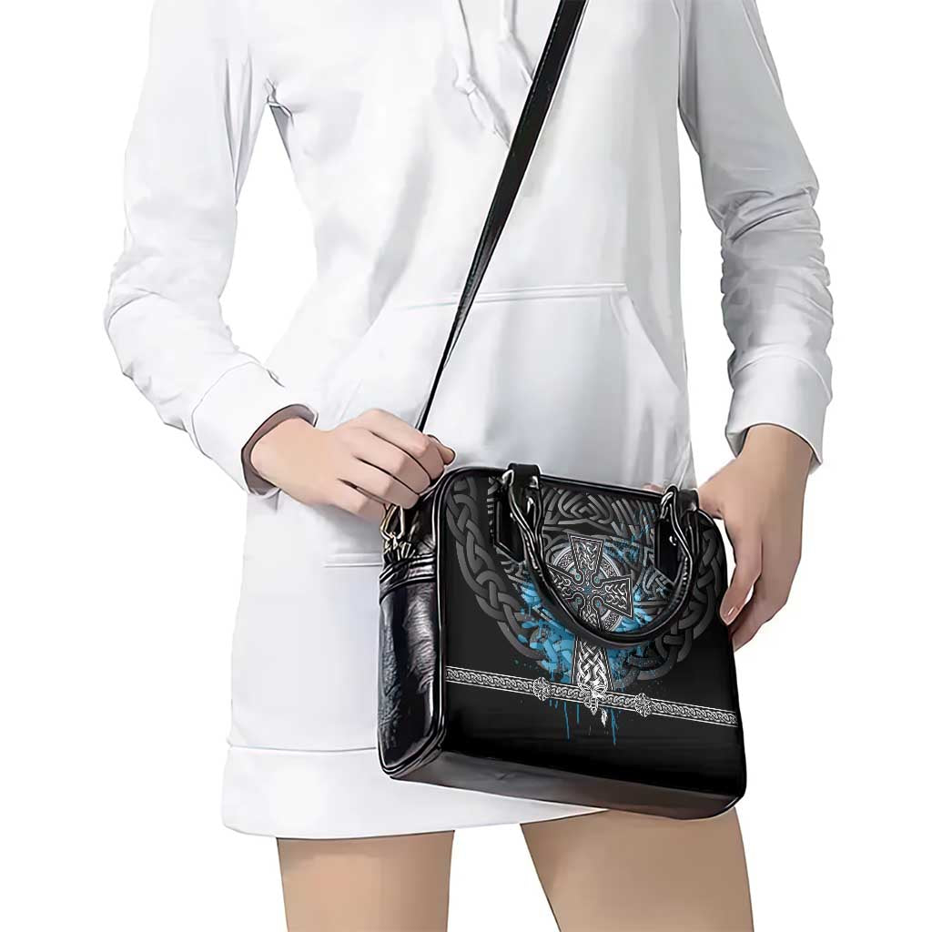 Thor Hammer Viking Shoulder Handbag with Celtic Knots and Blue Splatter Norse Heritage Tribute - Wonder Print Shop