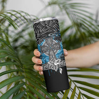 Thor Hammer Viking Skinny Tumbler with Celtic Knots and Blue Splatter Norse Heritage Tribute - Wonder Print Shop