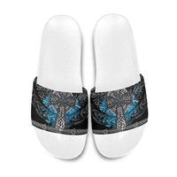 Thor Hammer Viking Slide Sandals with Celtic Knots and Blue Splatter Norse Heritage Tribute - Wonder Print Shop