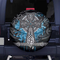 Thor Hammer Viking Spare Tire Cover with Celtic Knots and Blue Splatter Norse Heritage Tribute - Wonder Print Shop