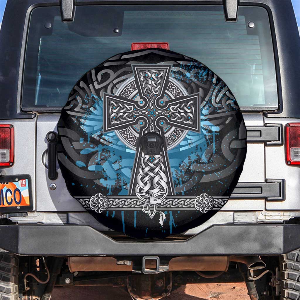 Thor Hammer Viking Spare Tire Cover with Celtic Knots and Blue Splatter Norse Heritage Tribute - Wonder Print Shop