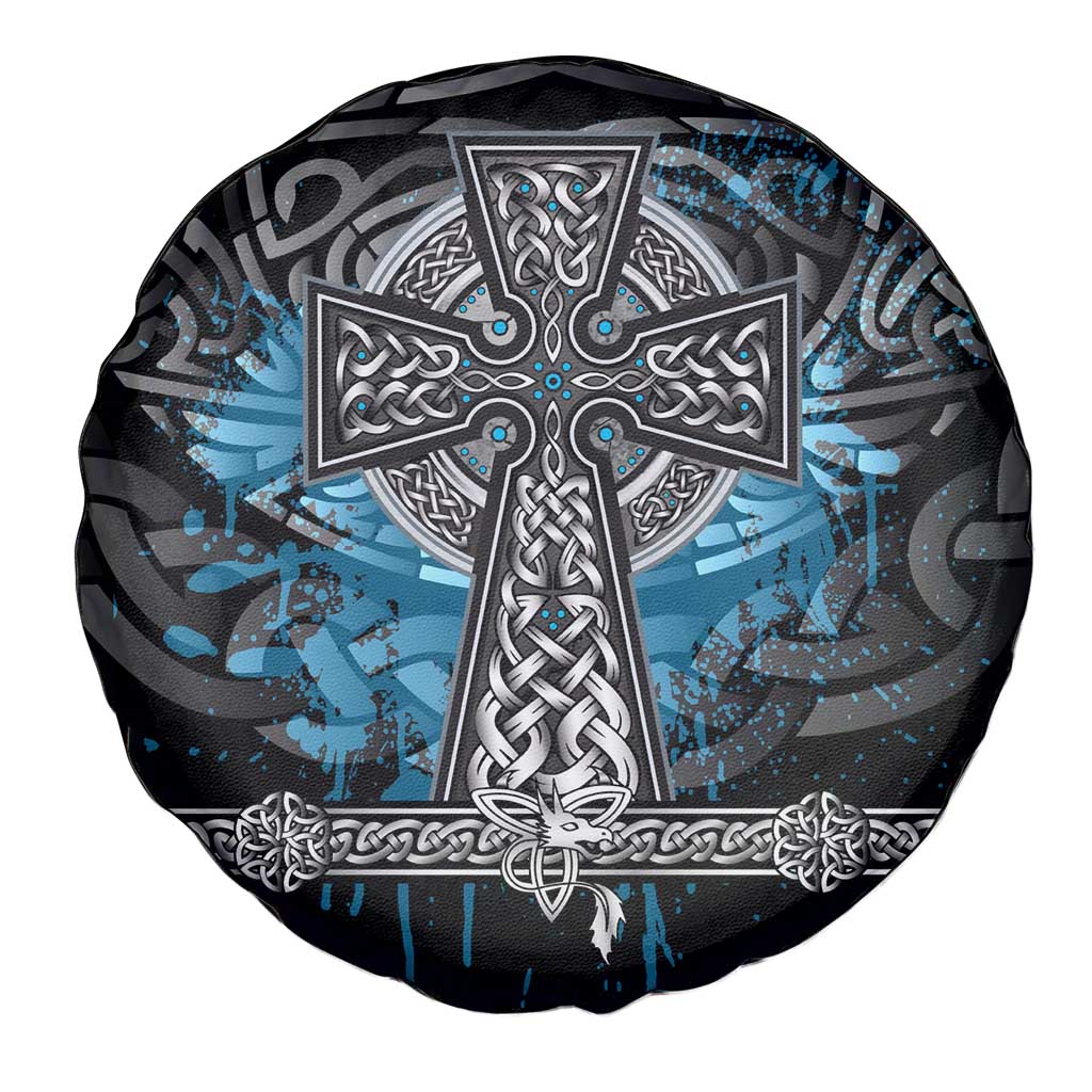 Thor Hammer Viking Spare Tire Cover with Celtic Knots and Blue Splatter Norse Heritage Tribute - Wonder Print Shop