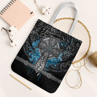 Thor Hammer Viking Tote Bag with Celtic Knots and Blue Splatter Norse Heritage Tribute - Wonder Print Shop