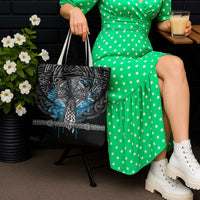 Thor Hammer Viking Tote Bag with Celtic Knots and Blue Splatter Norse Heritage Tribute - Wonder Print Shop