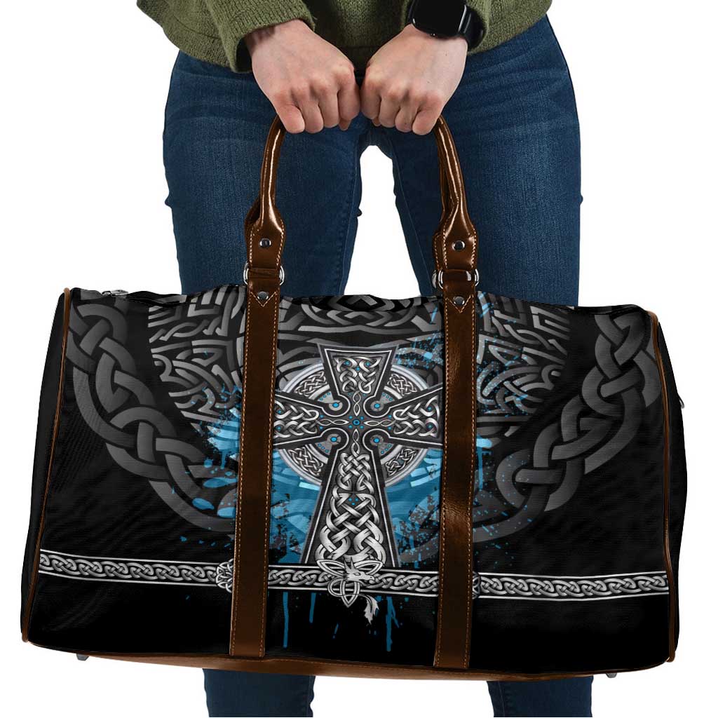 Thor Hammer Viking Travel Bag with Celtic Knots and Blue Splatter Norse Heritage Tribute - Wonder Print Shop