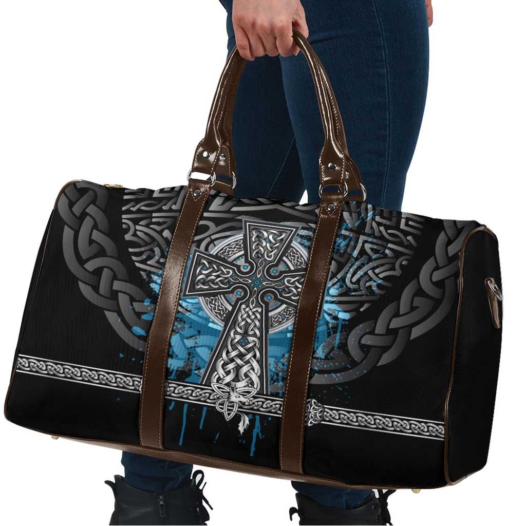 Thor Hammer Viking Travel Bag with Celtic Knots and Blue Splatter Norse Heritage Tribute - Wonder Print Shop
