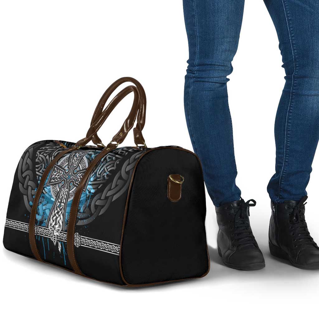 Thor Hammer Viking Travel Bag with Celtic Knots and Blue Splatter Norse Heritage Tribute - Wonder Print Shop