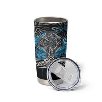 Thor Hammer Viking Tumbler Cup with Celtic Knots and Blue Splatter Norse Heritage Tribute - Wonder Print Shop