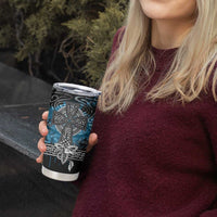 Thor Hammer Viking Tumbler Cup with Celtic Knots and Blue Splatter Norse Heritage Tribute - Wonder Print Shop