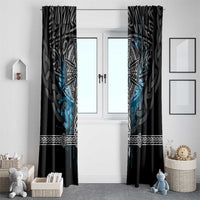 Thor Hammer Viking Window Curtain with Celtic Knots and Blue Splatter Norse Heritage Tribute - Wonder Print Shop
