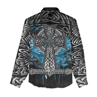Thor Hammer Viking Women Casual Shirt with Celtic Knots and Blue Splatter Norse Heritage Tribute - Wonder Print Shop