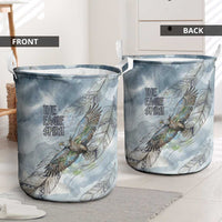 The Eagle Spirit Native American Laundry Basket Soaring Bald Eagle and Tribal Feathers Watercolor Sky - Wonder Print Shop