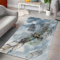 The Eagle Spirit Native American Area Rug Soaring Bald Eagle and Tribal Feathers Watercolor Sky - Wonder Print Shop