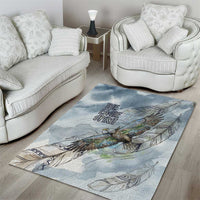 The Eagle Spirit Native American Area Rug Soaring Bald Eagle and Tribal Feathers Watercolor Sky - Wonder Print Shop