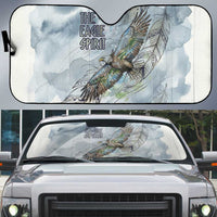 The Eagle Spirit Native American Auto Sun Shade Soaring Bald Eagle and Tribal Feathers Watercolor Sky - Wonder Print Shop
