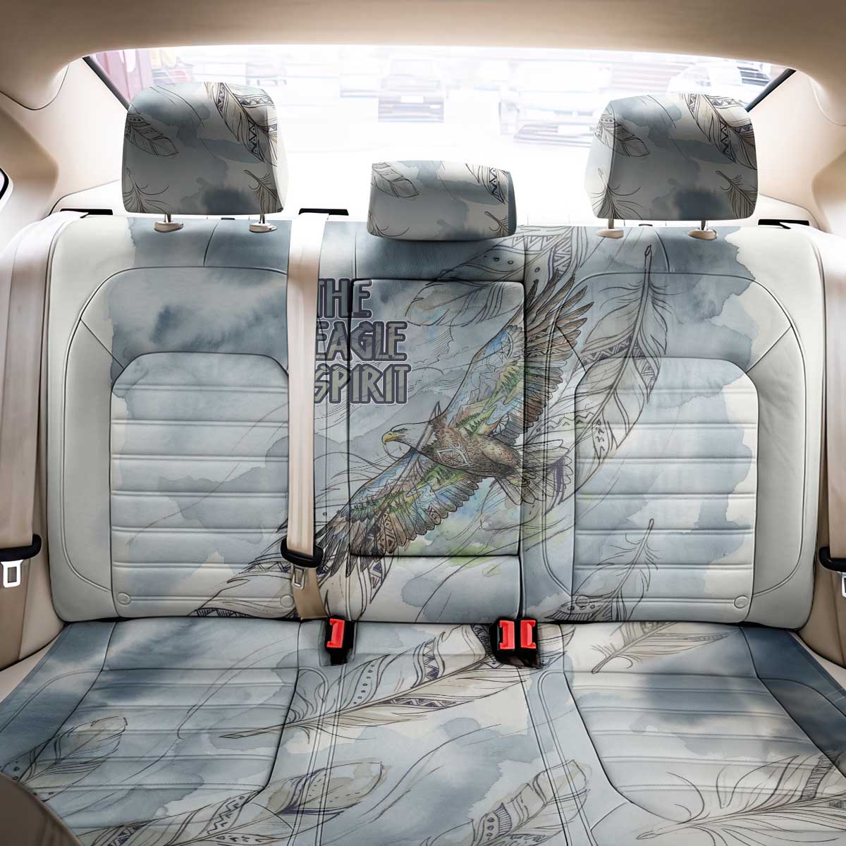 The Eagle Spirit Native American Back Car Seat Cover Soaring Bald Eagle and Tribal Feathers Watercolor Sky - Wonder Print Shop